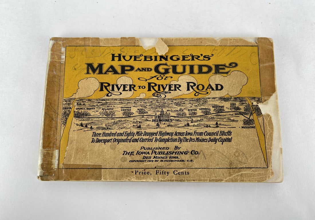 Huebinger's Map and Guide for River to River Road: Des Moines Iowa. 1910