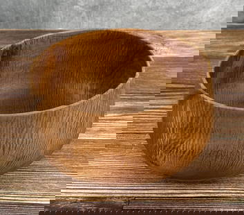 Michael Lee Hawaii Carved Koa Wood Bowl: 4 1/8" tall, 7 5/8" diameter. Mike Lee is Hawaii born and raised, and it shows. An avid surfer and waterman, he gets a lot of the inspiration for his wood carving from the ocean. An excellent and pati