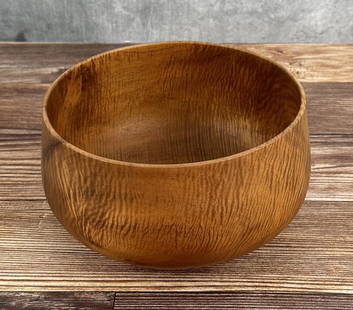 Michael Lee Hawaii Carved Koa Wood Bowl: 4 1/8" tall, 7 5/8" diameter. Mike Lee is Hawaii born and raised, and it shows. An avid surfer and waterman, he gets a lot of the inspiration for his wood carving from the ocean. An excellent and pati