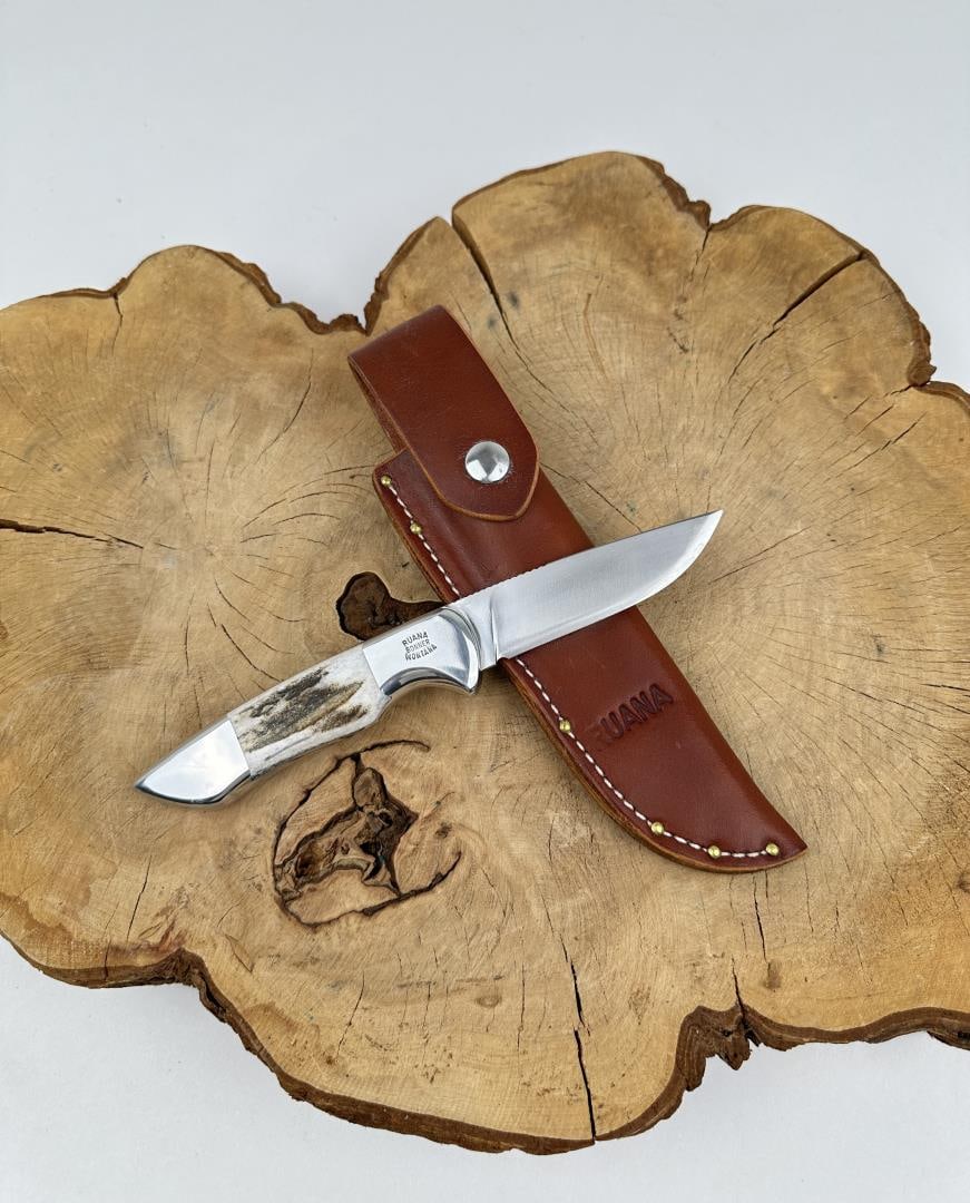 Ruana Bonner Montana Reliable Knife: Rare short lived model called The Reliable. Never used or carried. 8 1/4" long.