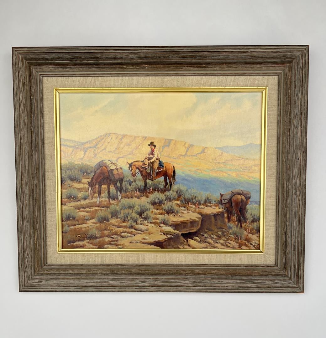 Dustin L Lyon Cowboy Oil on Board Painting (1 of 4)