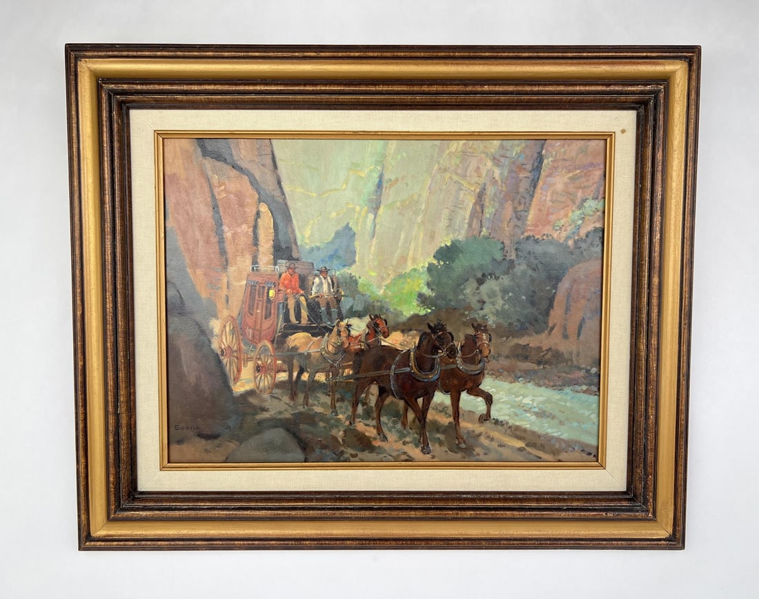 Sheryl Bodily Stagecoach Oil on Board Painting (1 of 4)