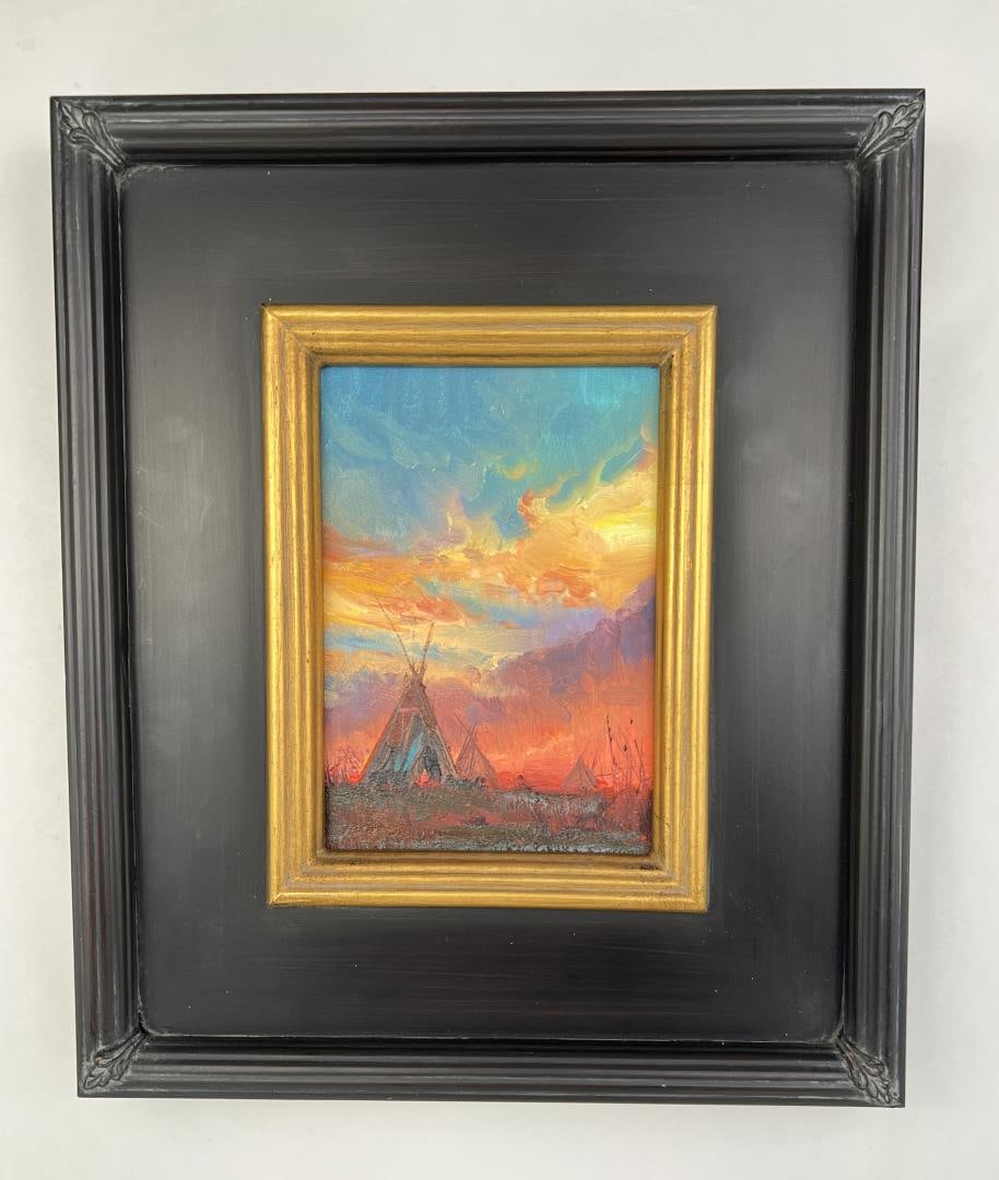 Colter May Montana Indian Camp Oil Painting (1 of 5)