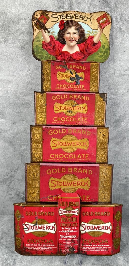 Stollwerck Chocolate Tin Litho Store Display Sign (1 of 3)