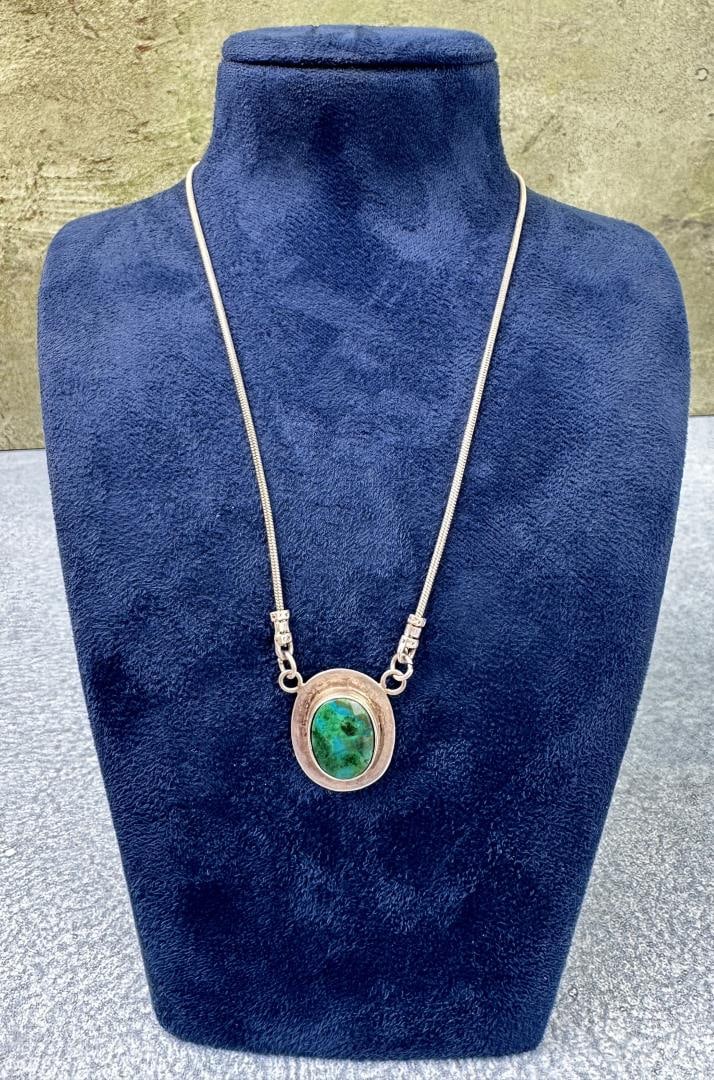 Sterling Silver Malachite Chrysocolla Necklace (1 of 4)
