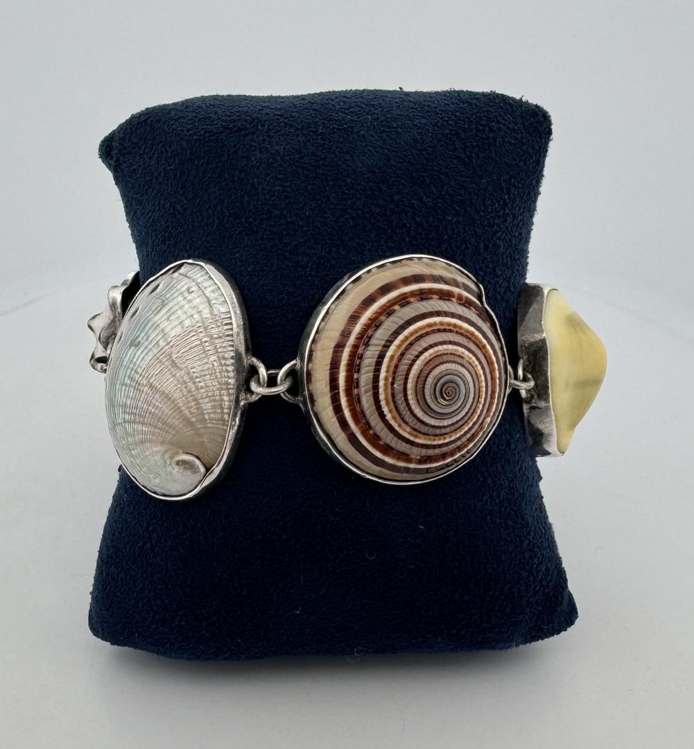 Taxco Mexico Sterling Silver Sea Shell Bracelet (1 of 5)