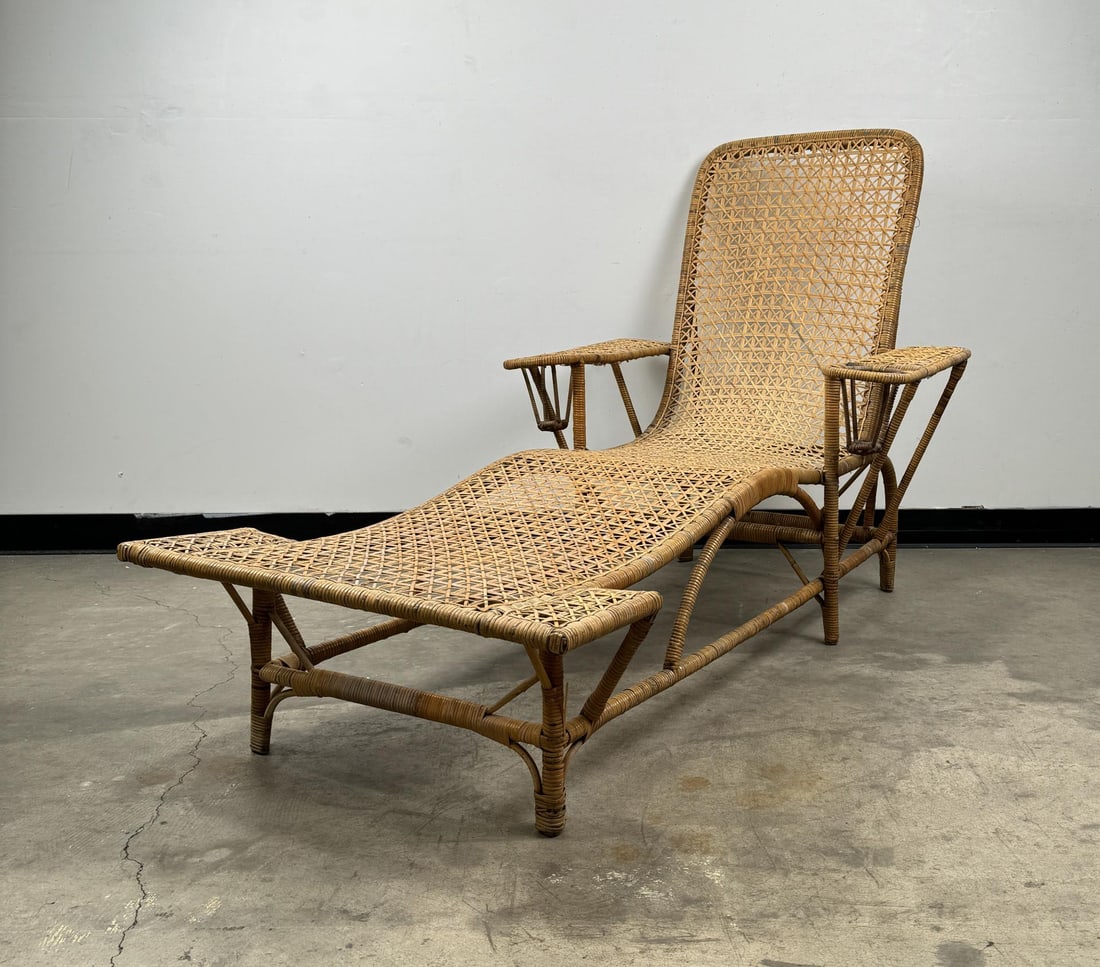 Mid Century Rattan Garden Chaise Lounge Chair (1 of 10)