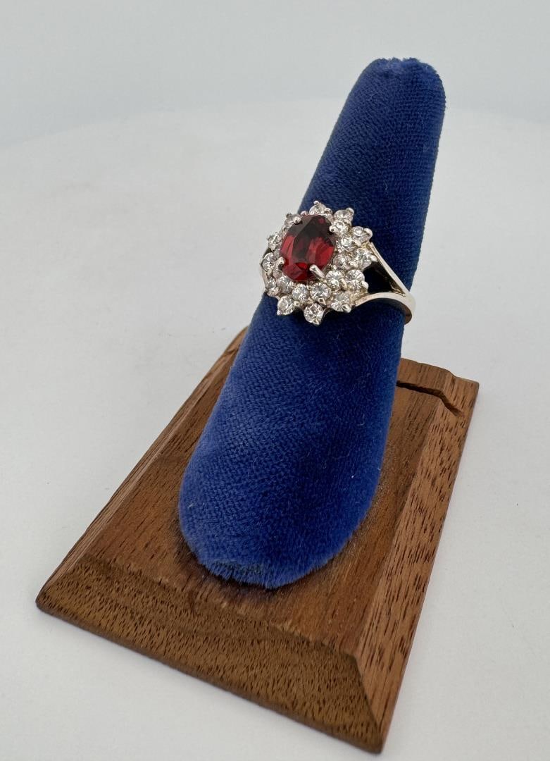 Sterling Silver Garnet Cocktail Ring (1 of 4)