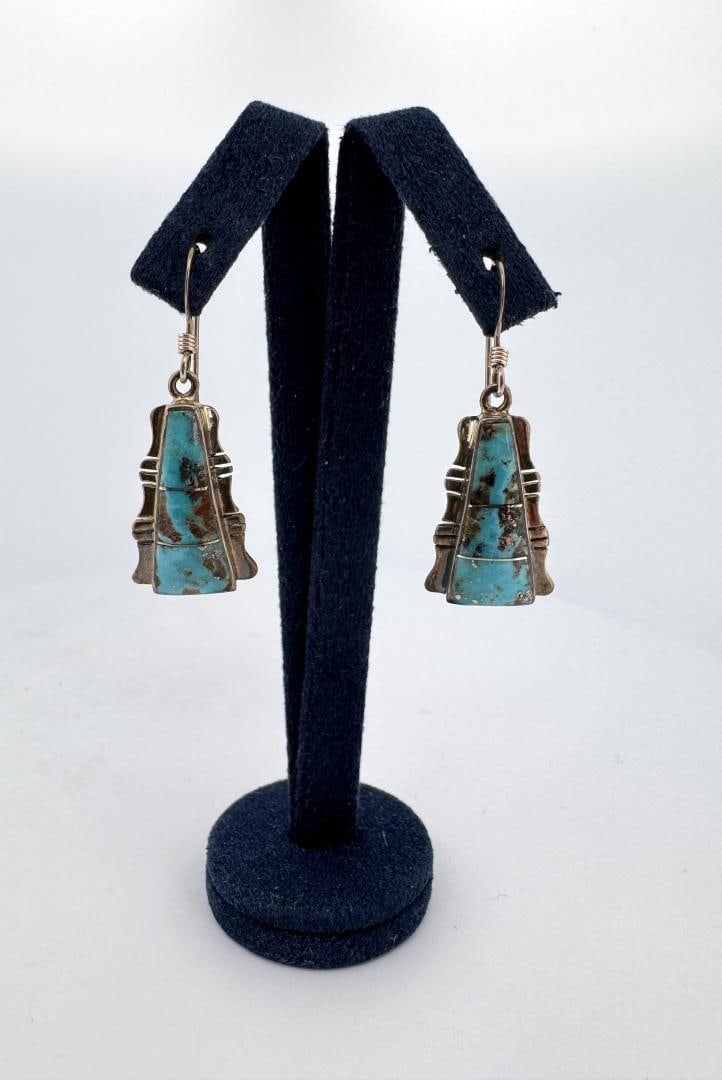 Zuni Sterling Silver Turquoise Earrings (1 of 4)