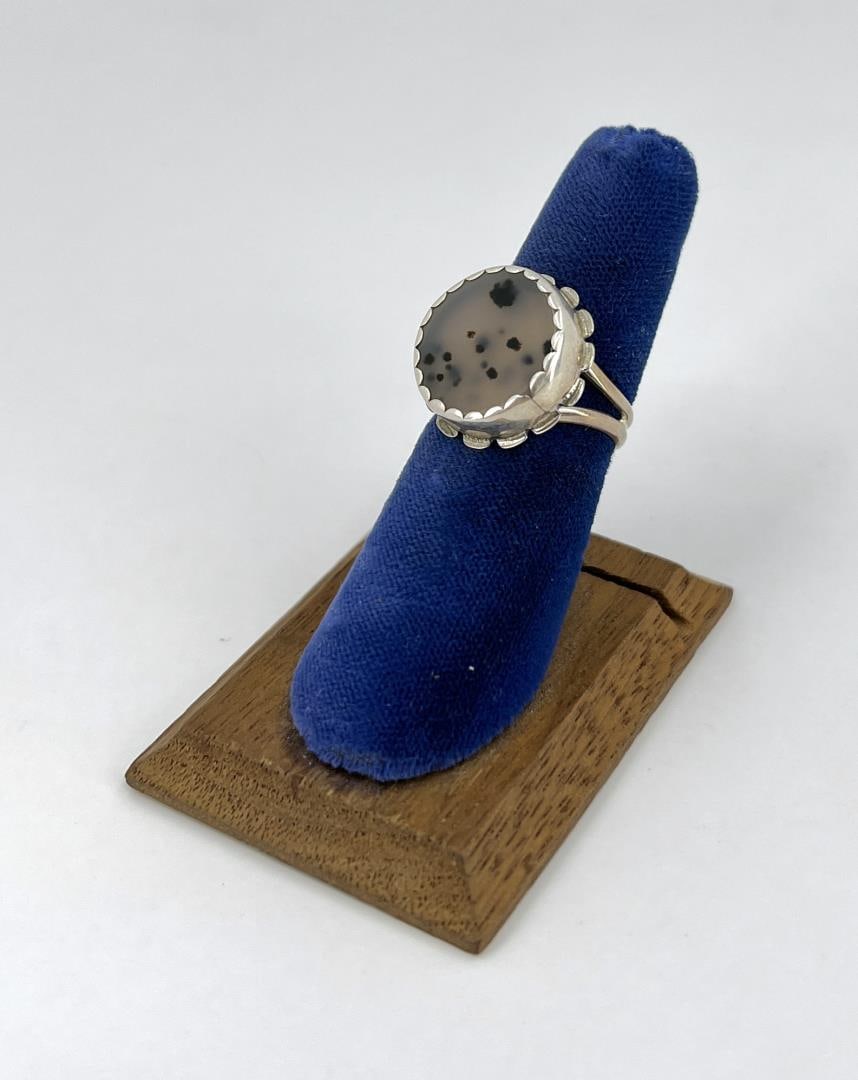Navajo Sterling Silver Agate Ring (1 of 6)