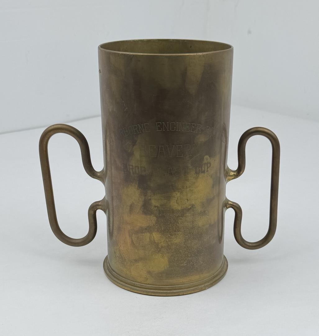 WW2 Airborne Engineers Award Cup 90mm Shell: 8 1/2" tall by 5" in diameter.