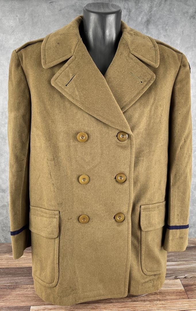 WW2 Doeskin Wool US Army Overcoat: Dated 1942. Size 42r. Maine State Guard Patch.