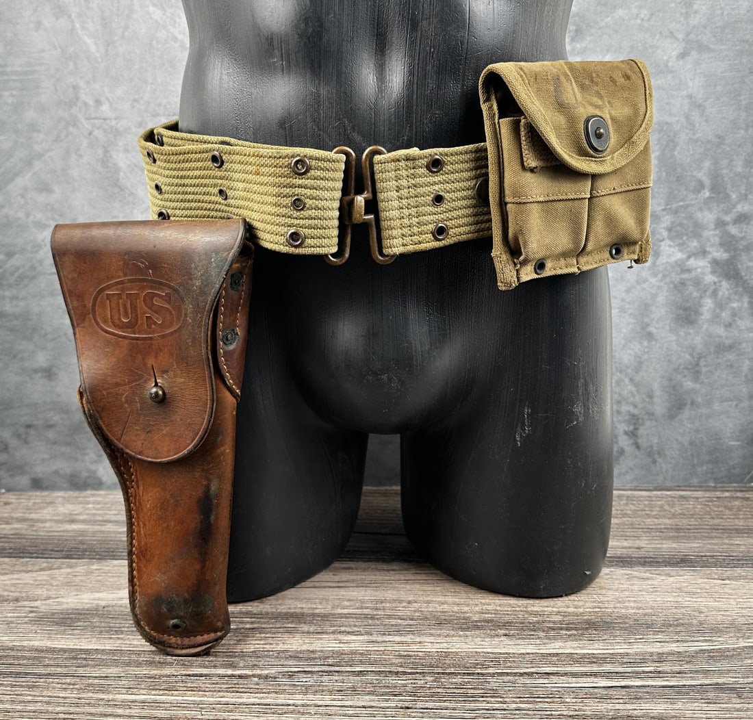 WW2 Colt 1911 Pistol Belt: Very nice belt with holster and mag pouch.