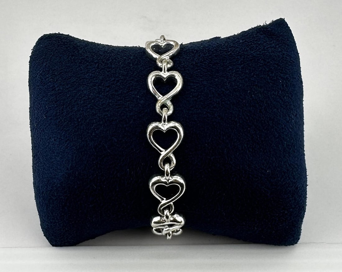 Sterling Silver Heart Link Bracelet (1 of 4)