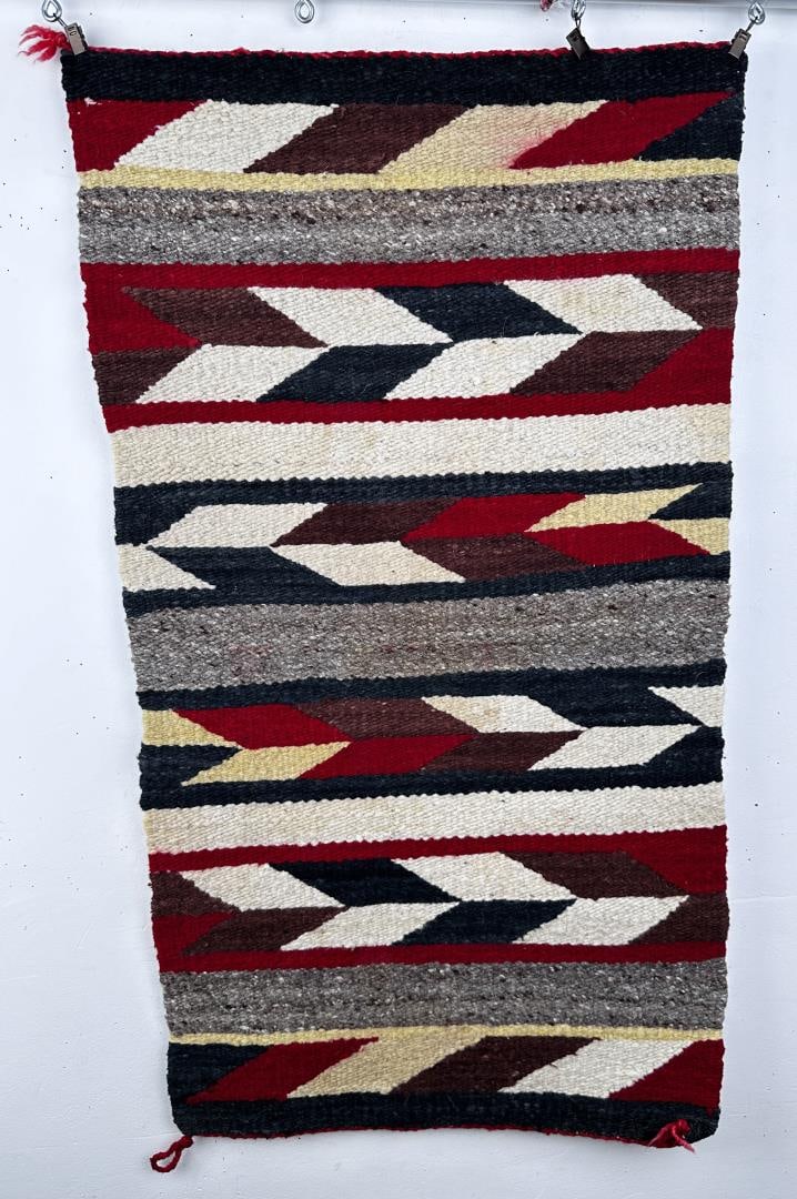Navajo Indian Saddle Blanket Rug Ganado: 19" by 34 1/2"