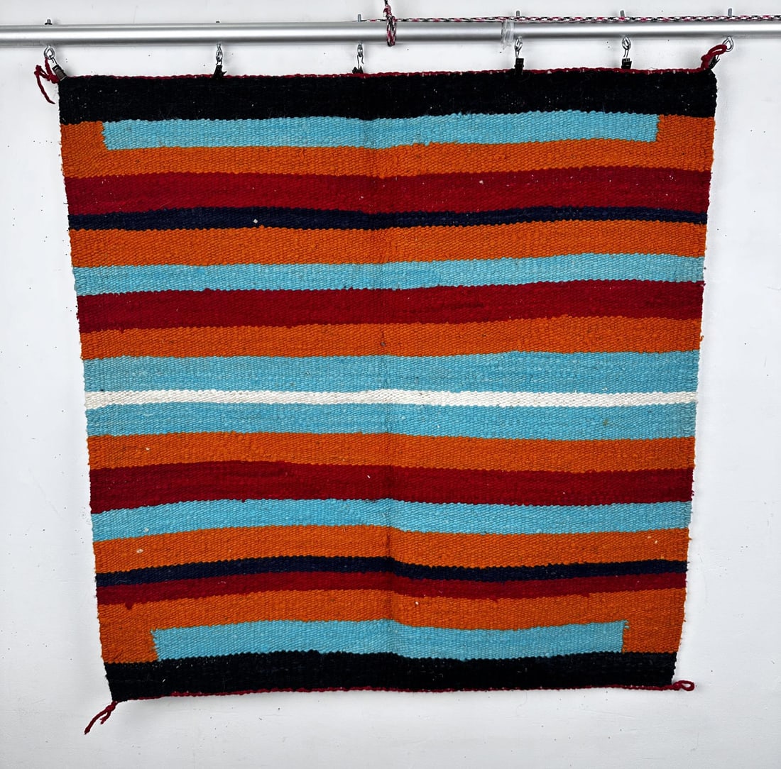Navajo Indian Saddle Blanket Rug: 32" by 32"