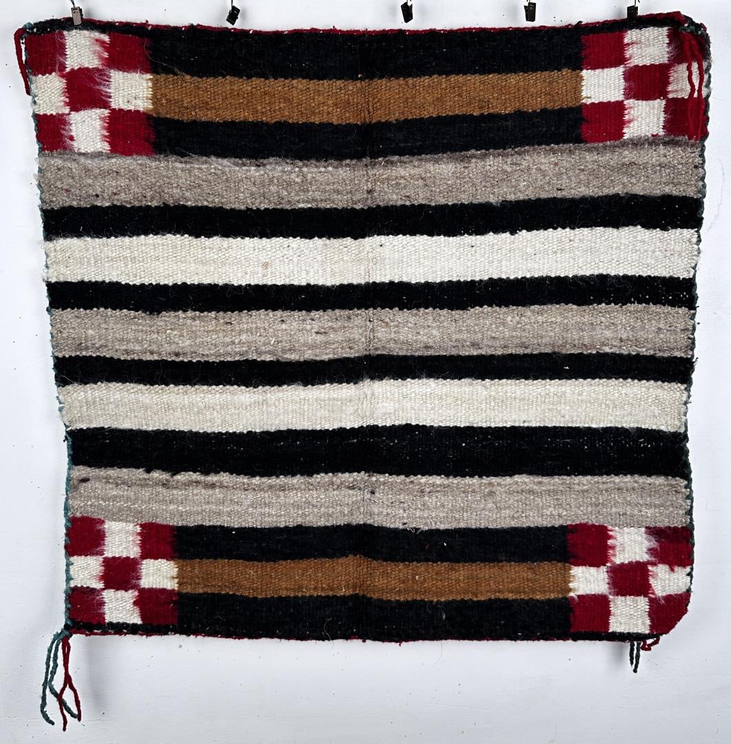 Navajo Indian Saddle Blanket Rug: 30" by 29 1/8"