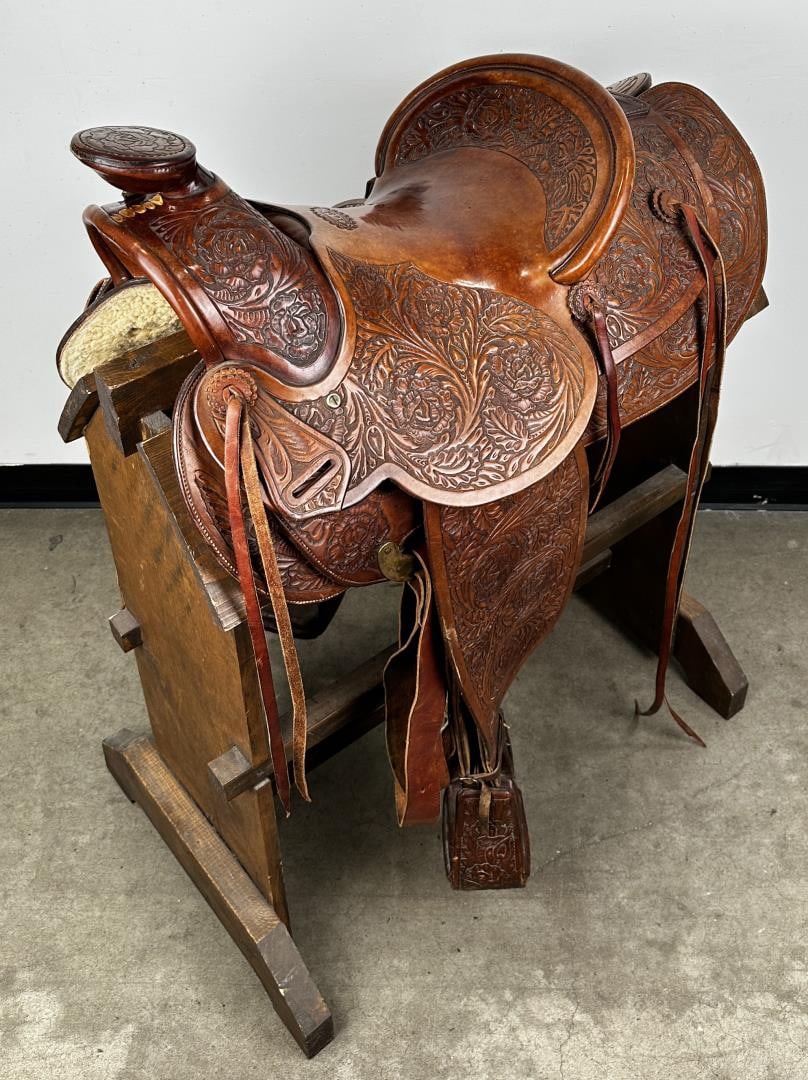 Missoula Montana Saddlery Tooled Leather Saddle (1 of 17)