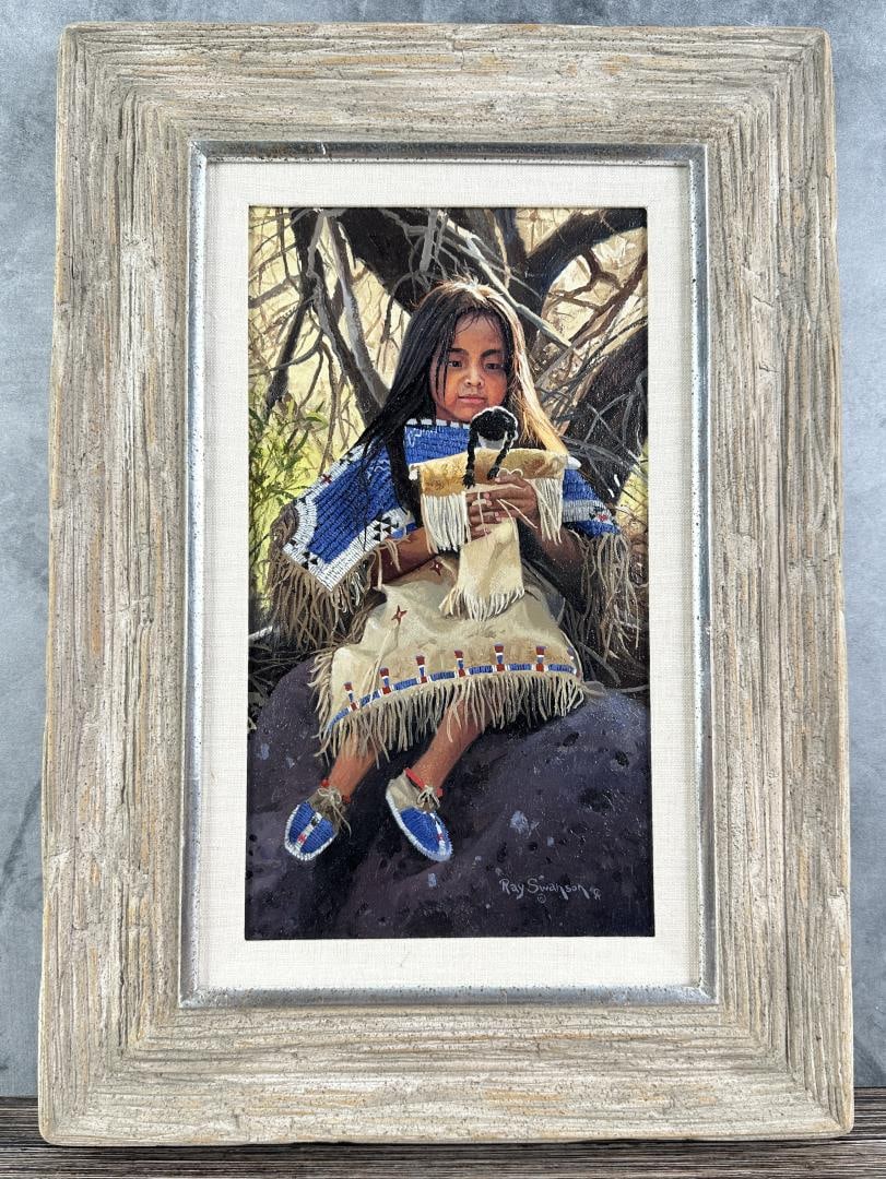 Ray Swanson Native American Girl Oil Painting (1 of 4)