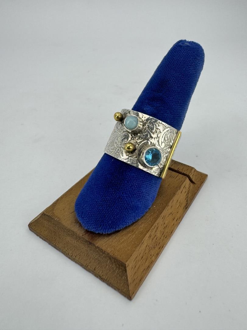 Sterling Silver Larimar Topaz Ring (1 of 3)