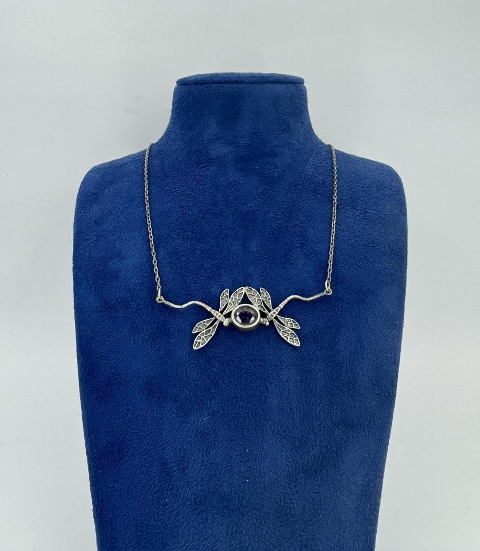 Sterling Silver Amethyst Dragonfly Necklace (1 of 6)