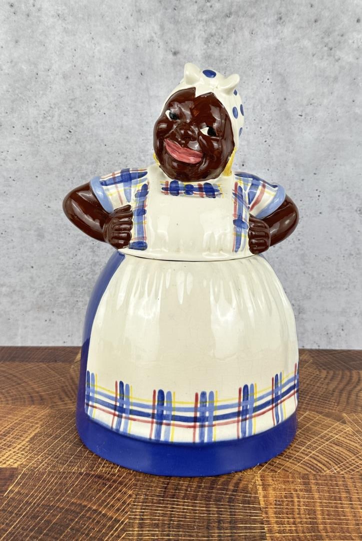 Brayton Laguna Pottery Mammy Cookie Jar: 12 5/8" tall. Cracked.