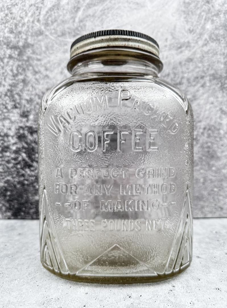 Three Pound Coffee Jar: 8 5/8" tall.
