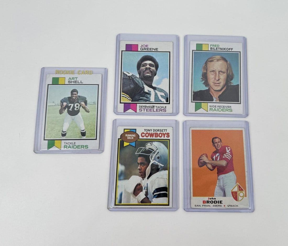 Group Of Vintage NFL Football Cards: Art Shell, Joe Greene, Tony Dorsett, Fred Biletnikoff, John Brodie