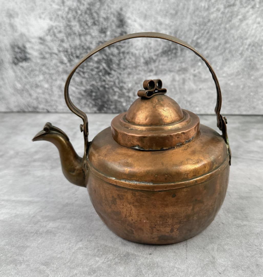 Antique Hand Hammered Copper Kettle Teapot (1 of 5)