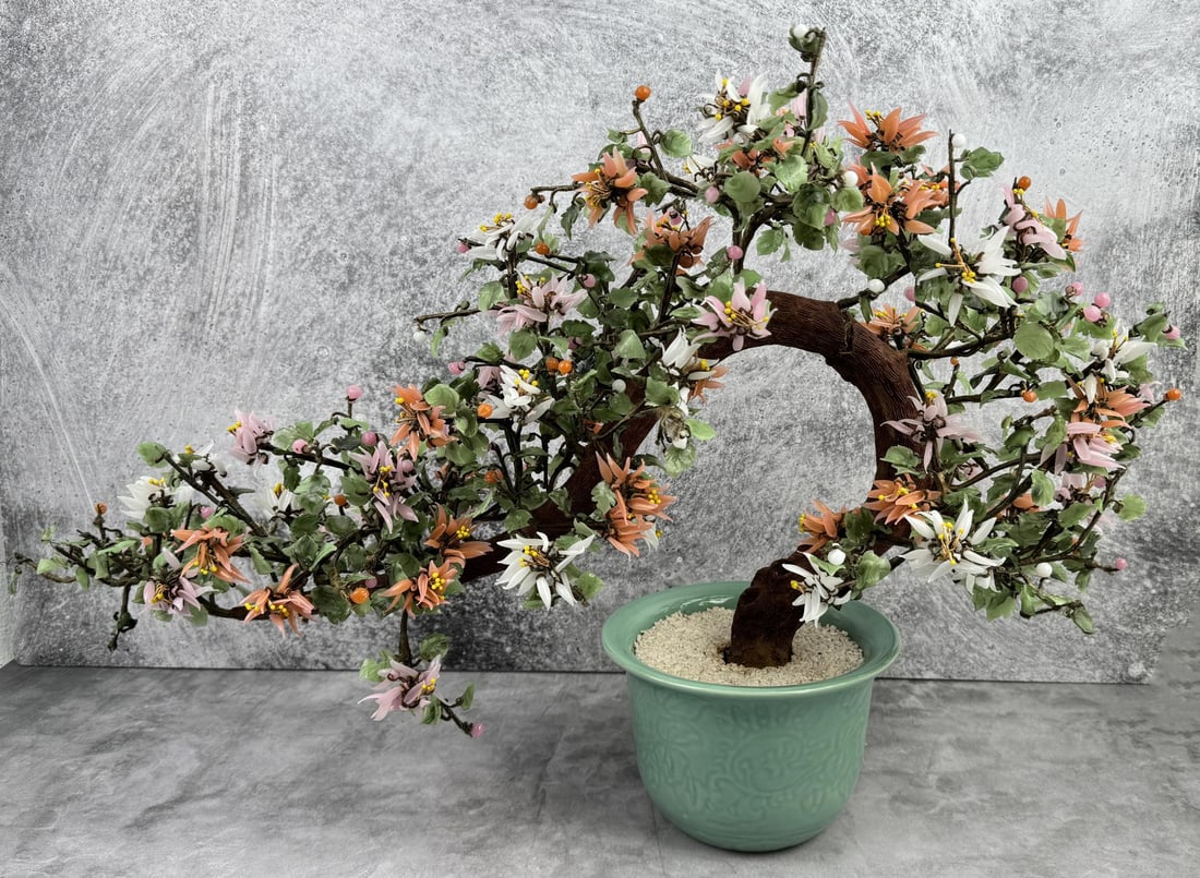 Chinese Peking Glass Jade Bonsai Tree (1 of 9)