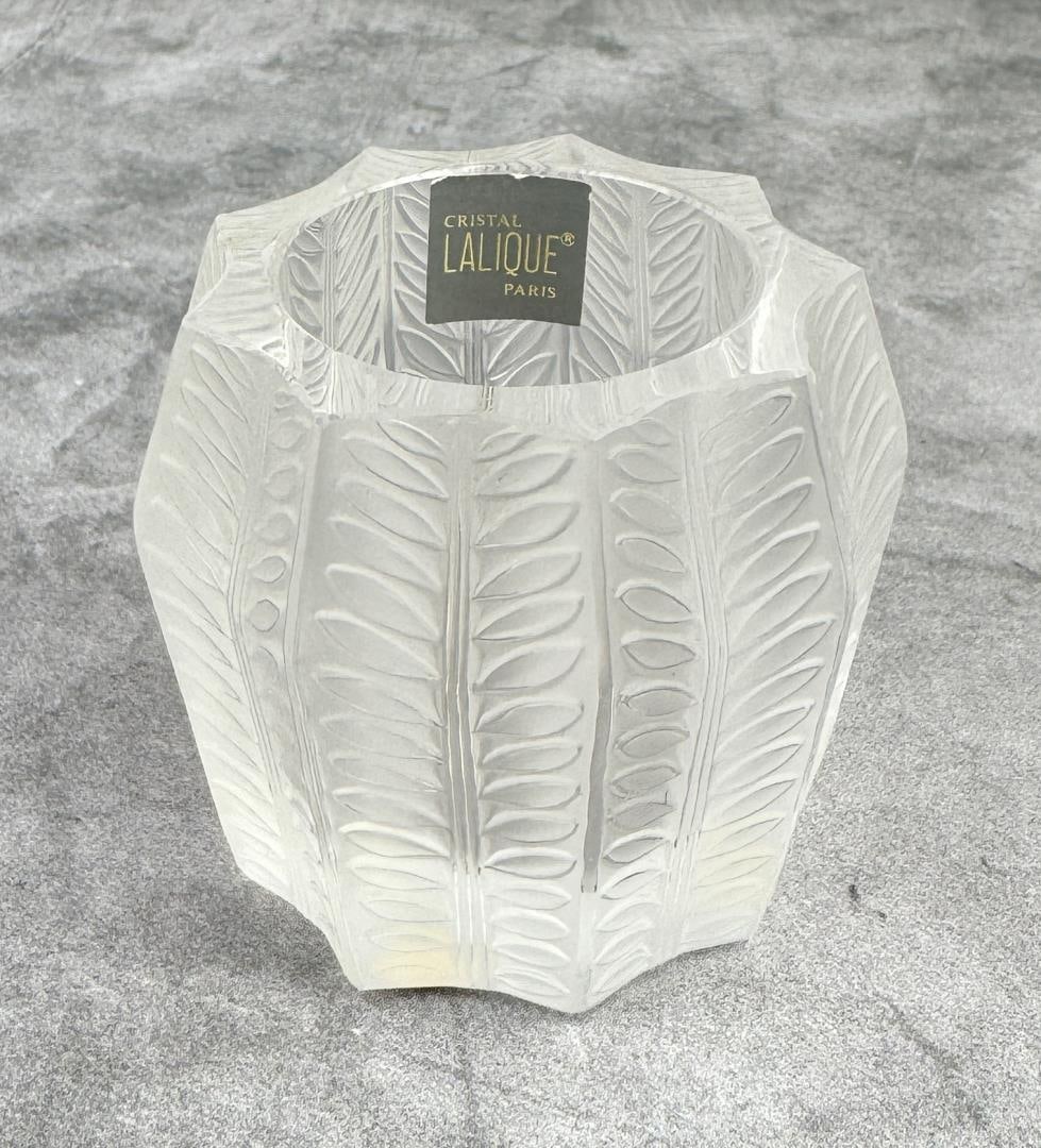 Lalique Crystal Jamique Cigarette Holder: 2 5/8" diameter, 2 3/4" tall.