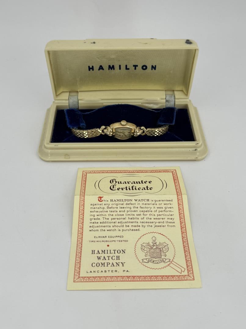 Hamilton Art Deco Ladies Watch: Gold Filled Case. Not running.