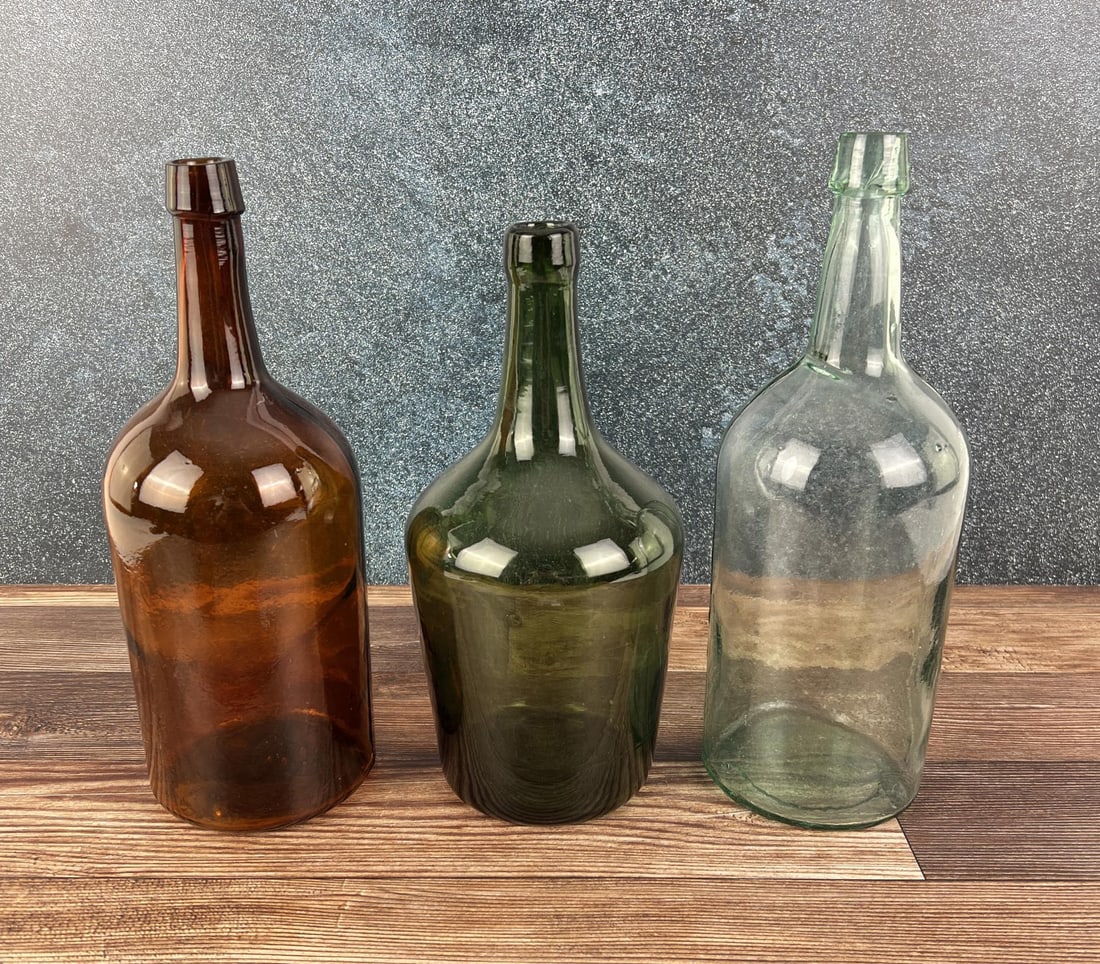 Antique Blown Glass Demi John Bottles (1 of 9)
