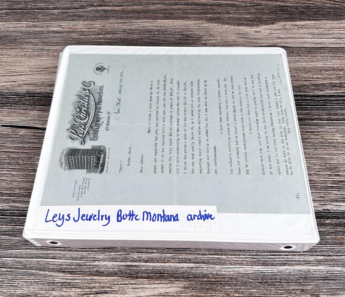 Leys Jewelry Butte Montana Ephemera Archive: Nice full binder.