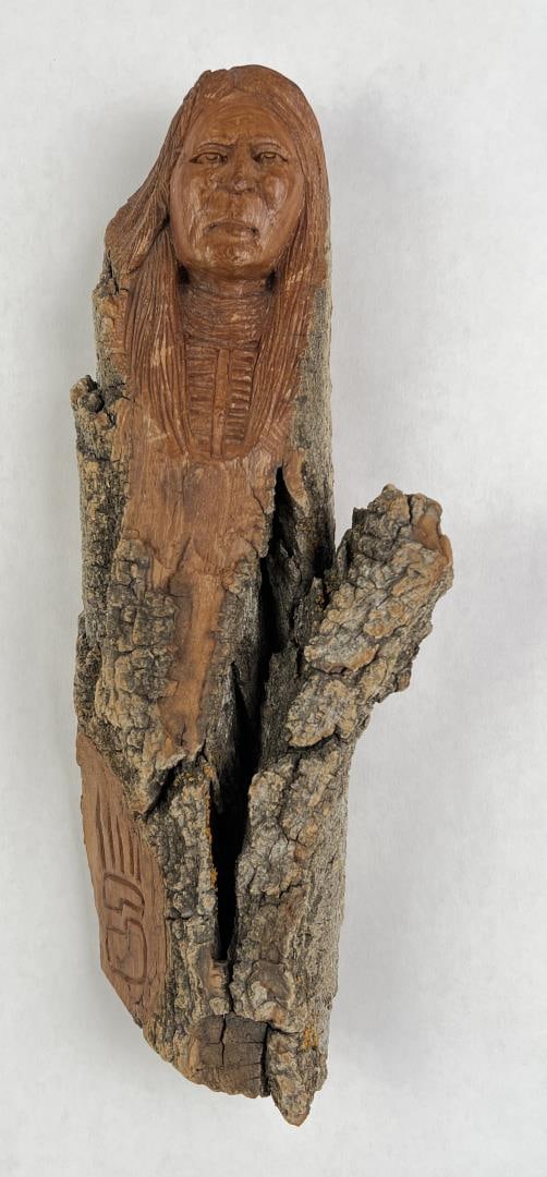 Edward Lewis Montana Cottonwood Carving: 12 1/2" long. 4 3/4" wide.