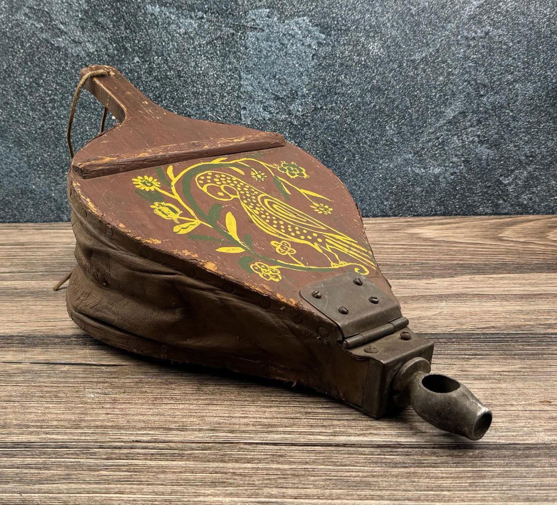 Antique Rosemaled Painted Bellows: 17" long.