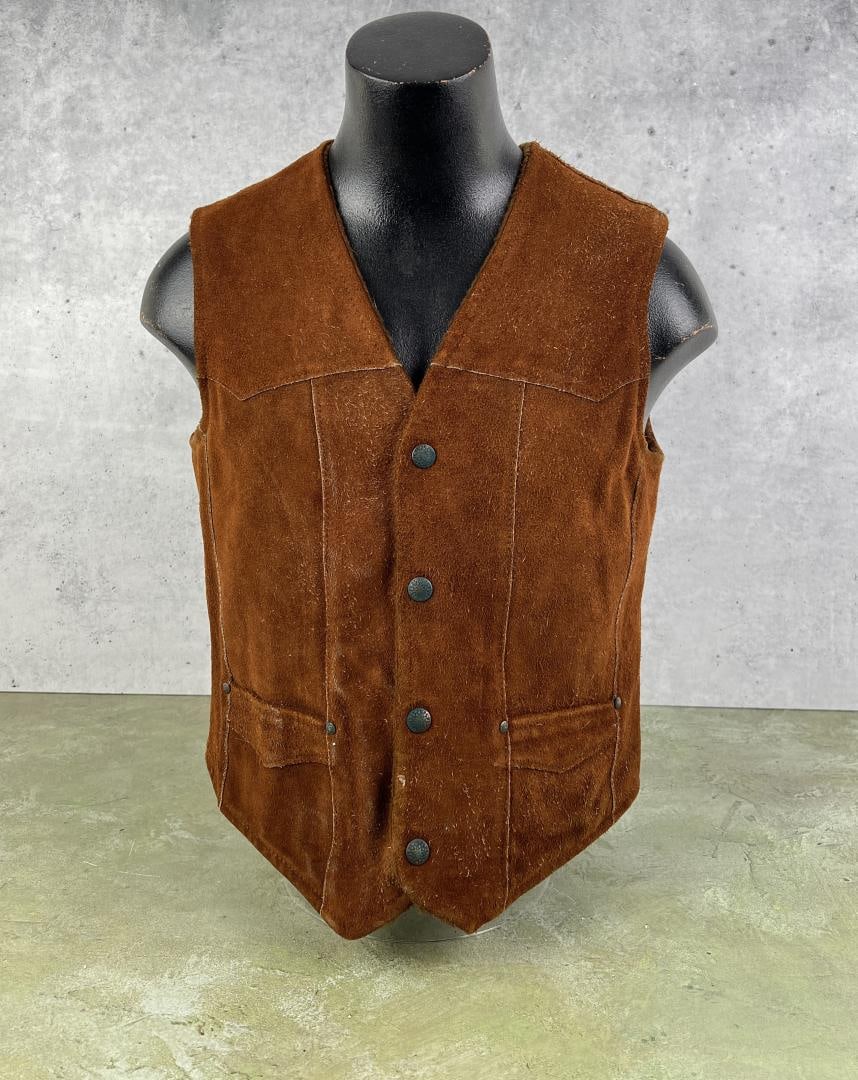 Vintage Pioneer Wear Suede Leather Vest (1 of 8)