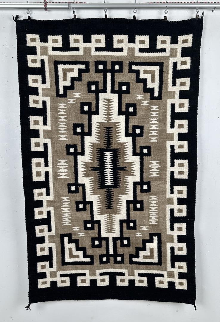 Navajo Indian Two Grey Hills Blanket Rug Auction