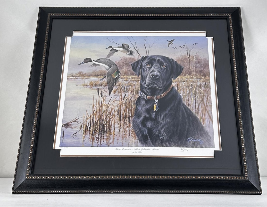 Jim Killen Great Retrievers Black Labrador Print: Signed and numbered. 28" by 30 1/2" framed.