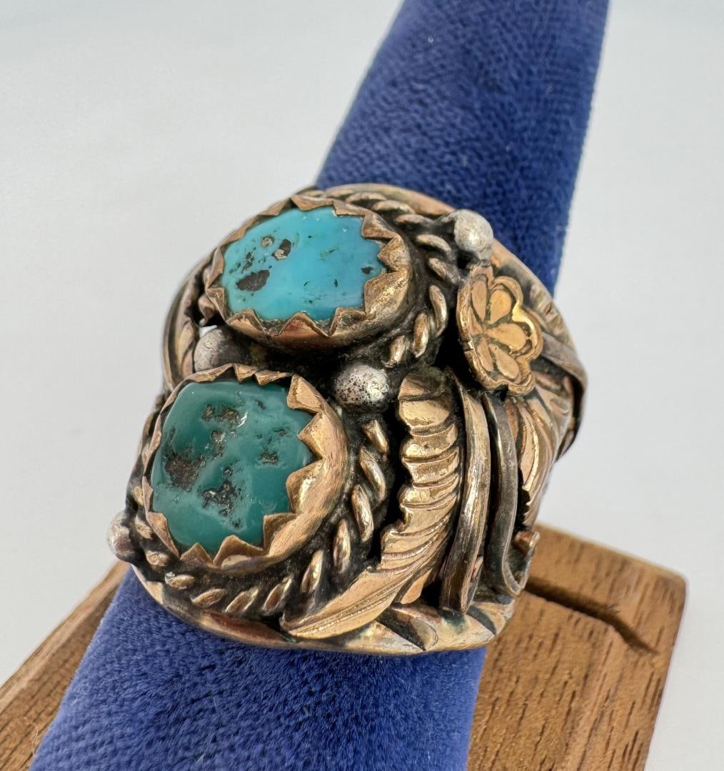 Navajo Sterling Turquoise Gold Filled Ring (1 of 4)