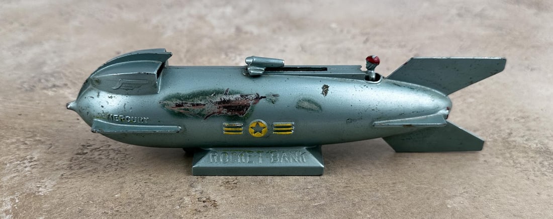 Mid Century Mercury Rocket Mechanical Bank (1 of 5)