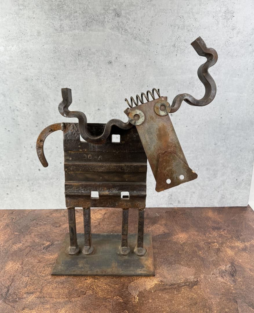 Bill Heise Welded Iron Steer Sculpture: 22" by 16 1/2" by 7 1/4" Bill Heise (1942 - 2011) was active/lived in United States. Bill Heise is known for Sculpture.
