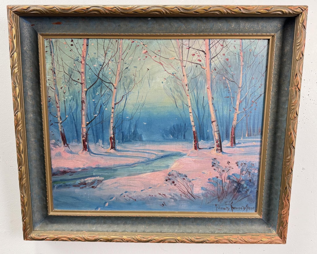 Svend Svendsen Illinois Winter Oil Painting (1 of 4)