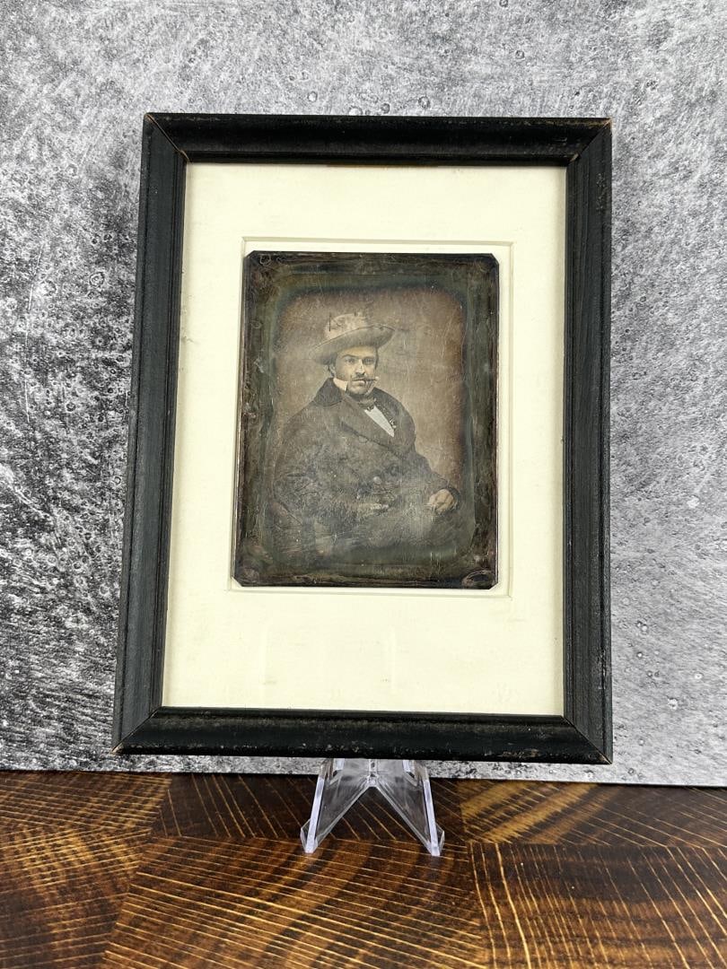 California Gold Miner Daguerreotype Photo: 5 3/4" by 7 3/4" framed. From the Collection of Martin Lane Historical Americana.