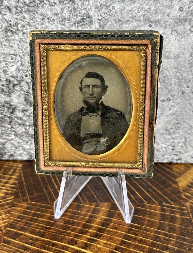 Antique Identified Ambrotype Photo: Hard to read but identified as shown. 2 1/2" by 3".