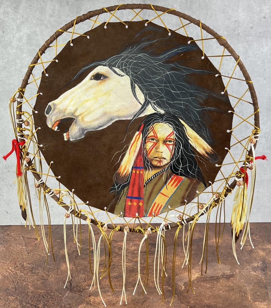 Native American Indian Painting on Leather (1 of 6)