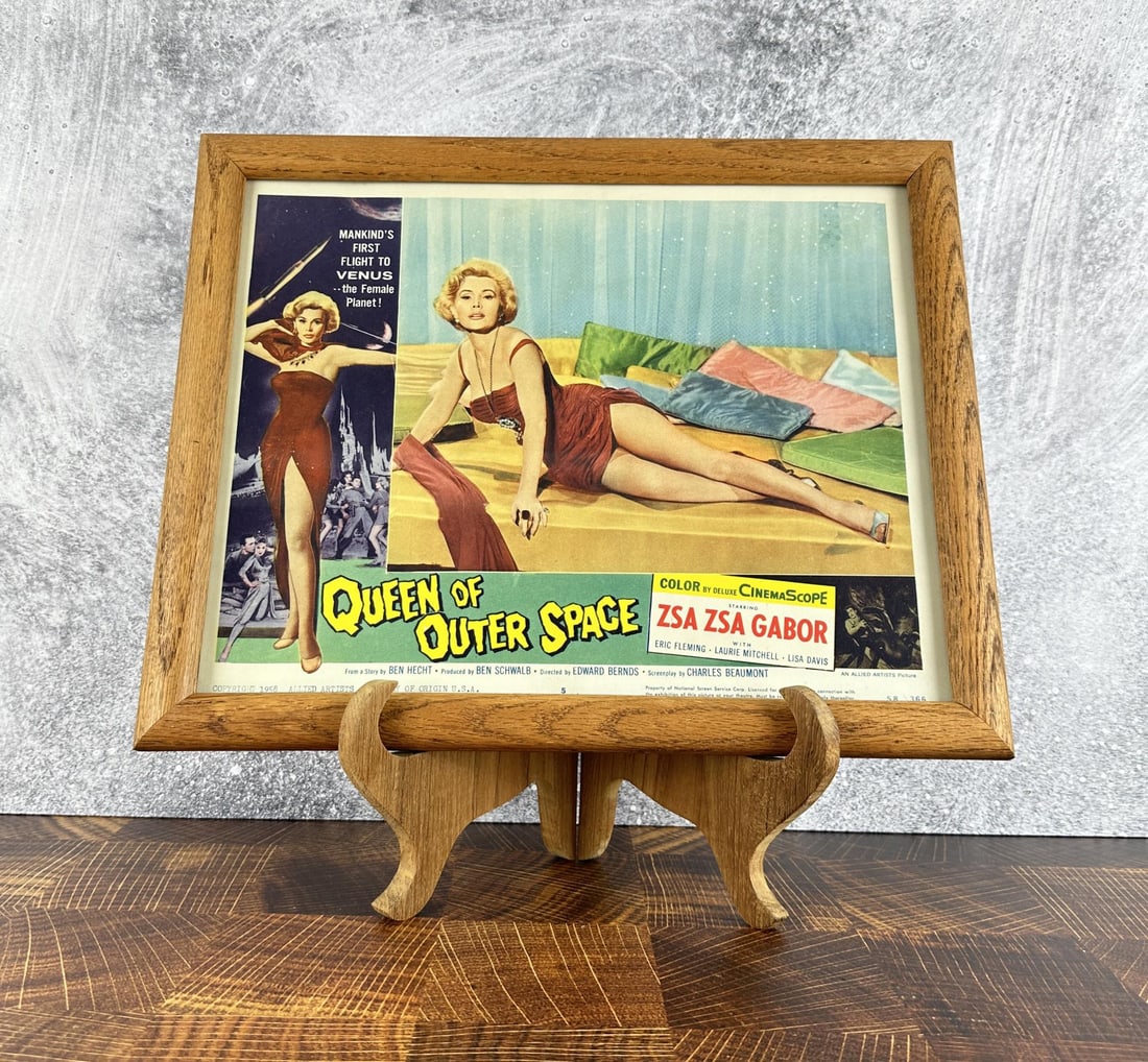 Queen of Outer Space Movie Lobby Card: 12 1/2" by 15 1/2" framed.