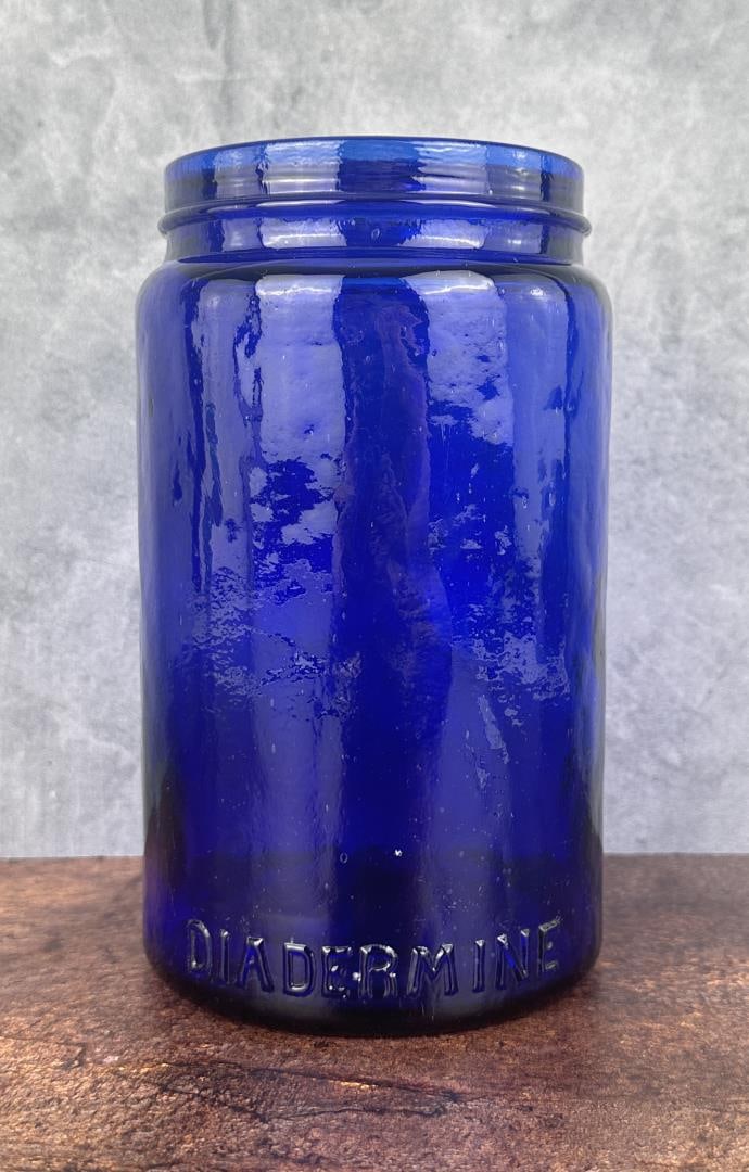 French Diadermine Cobalt Blue Apothecary Jar: 7 1/4" tall.