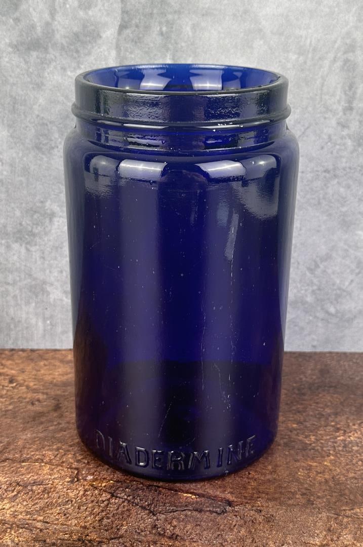 French Diadermine Cobalt Blue Apothecary Jar: 7 1/4" tall.