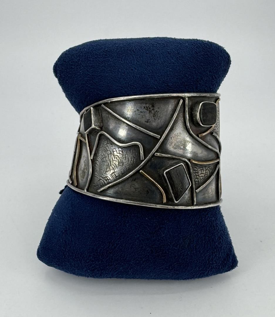 Brutalist Sterling Silver Cuff Bracelet (1 of 4)